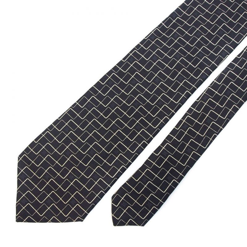 Чёрный шёлковый галстук Celine  с абстрактными линиями