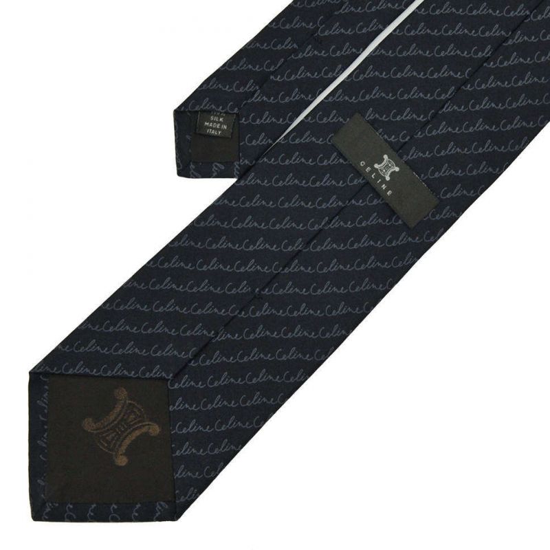 Чёрный шёлковый галстук с надписями Celine