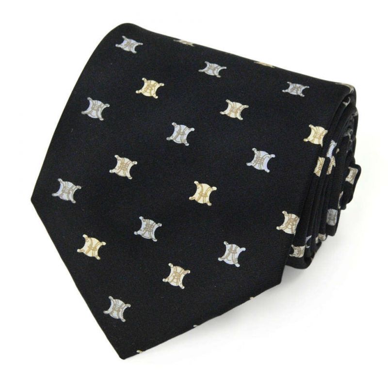 Чёрный галстук с логотипами Celine из шёлка