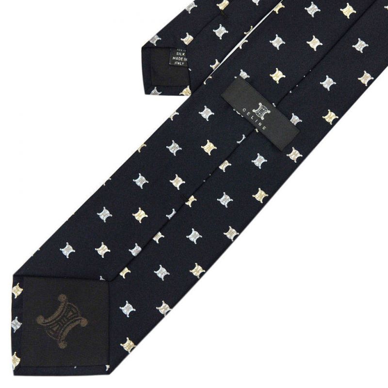 Чёрный галстук с логотипами Celine из шёлка