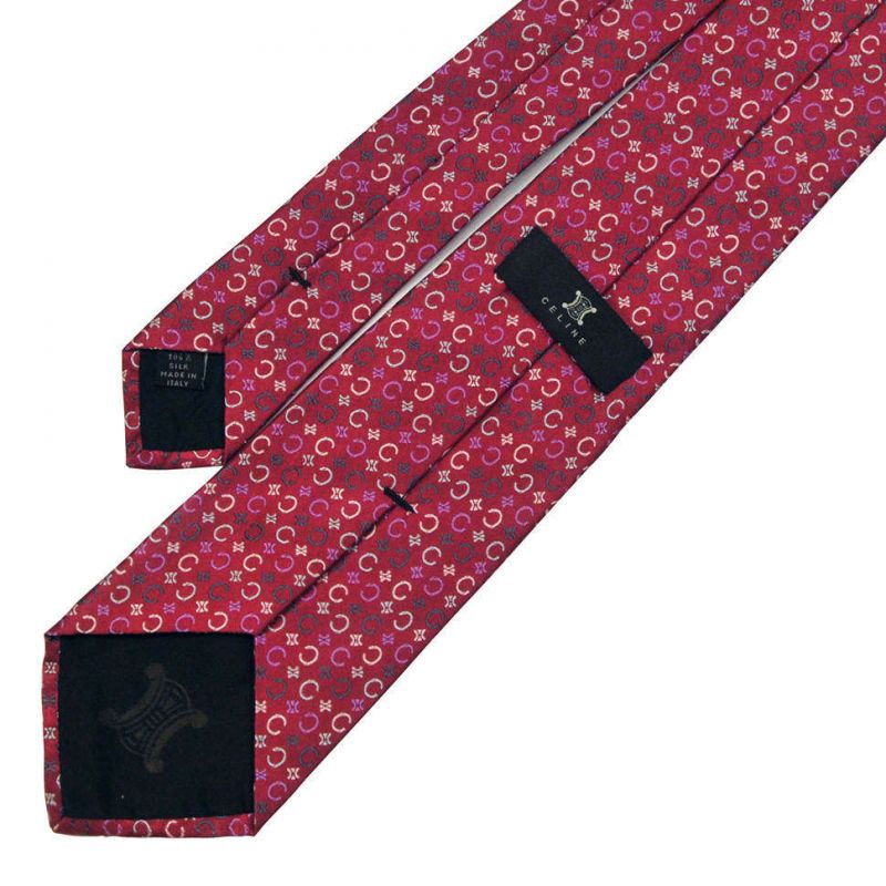 Красный шёлковый галстук со знаками бренда Celine