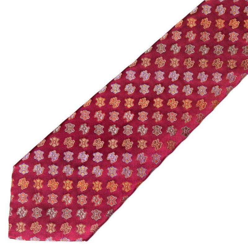 Красный шёлковый галстук с логотипами Celine