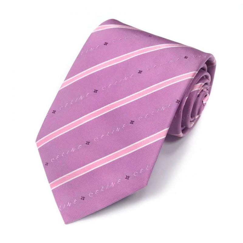 Розовый шёлковый галстук Celine в тонкую полоску
