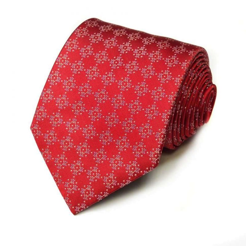 Красный шёлковый галстук Celine с узором из логотипов