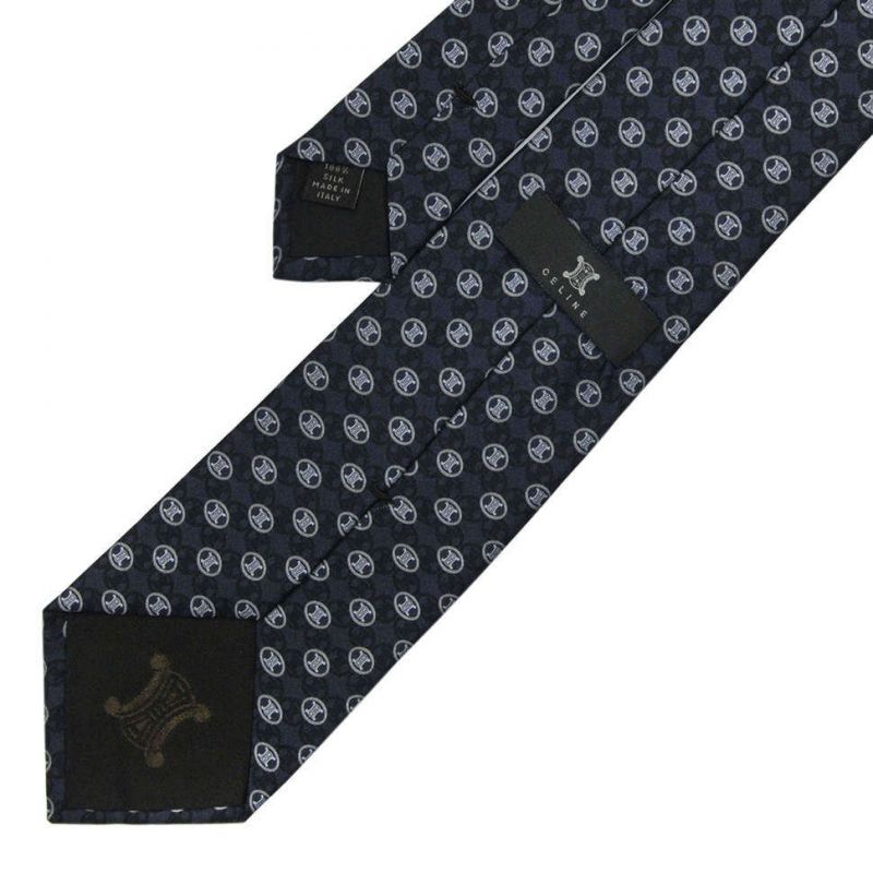 Чёрный шёлковый галстук Celine с логотипами