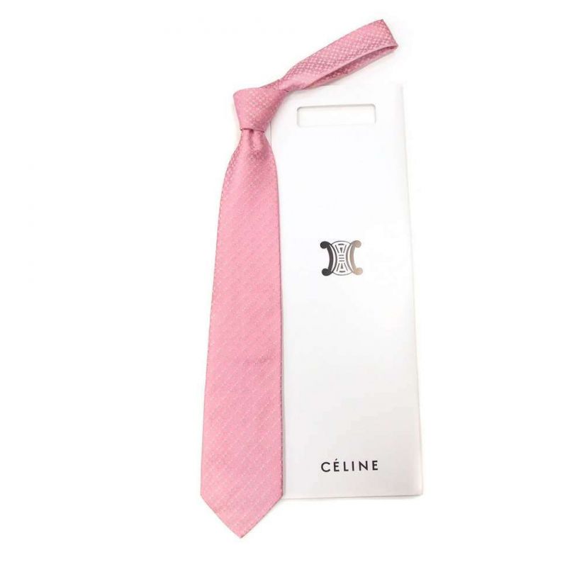 Светло-розовый шёлковый галстук Celine с выделкой