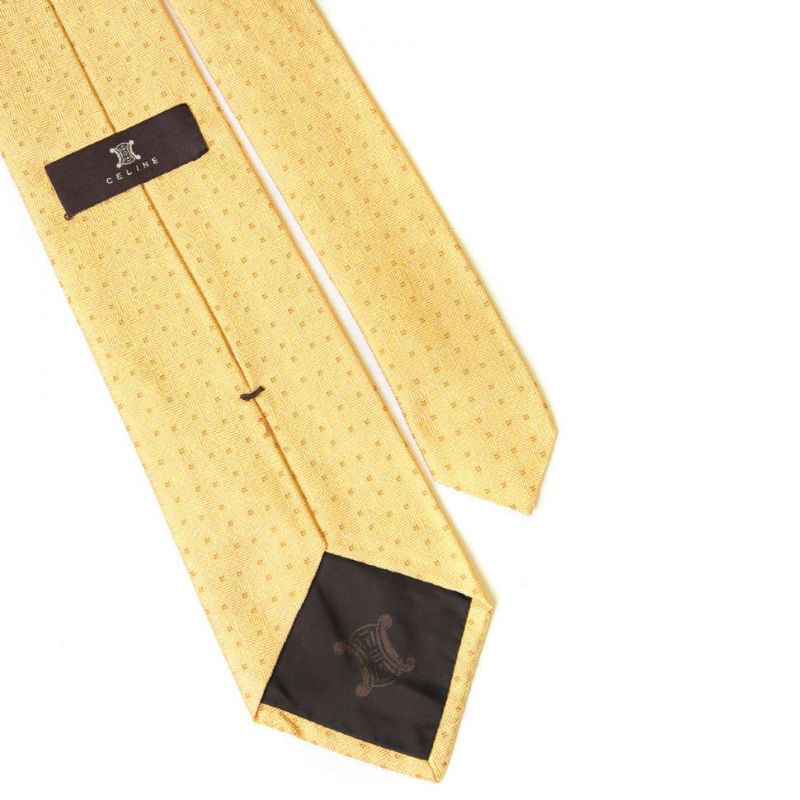 Жёлтый шёлковый галстук Celine с фактурой