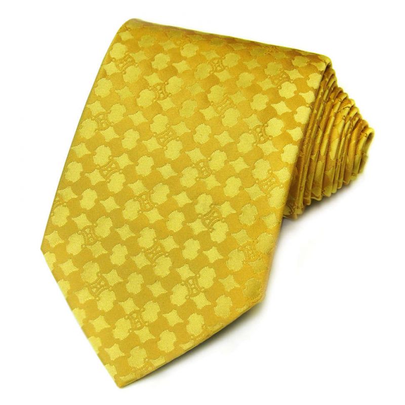 Ярко-жёлтый шёлковый галстук Celine с рисунком