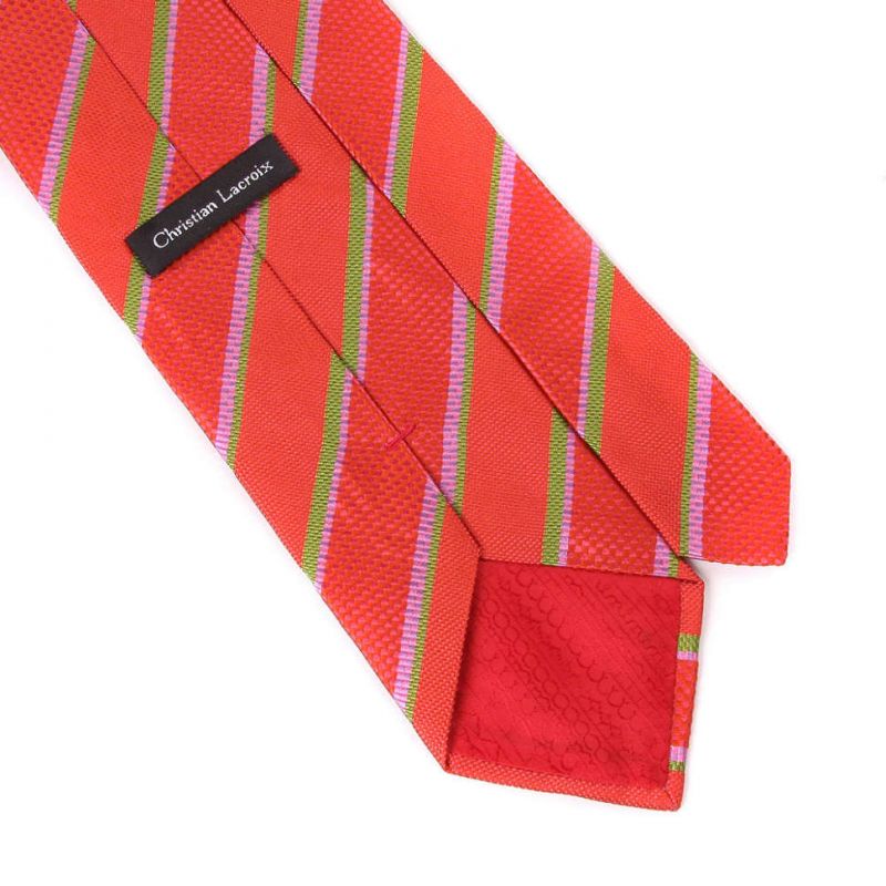 Красно-оранжевый галстук Сhristian Lacroix в полоску