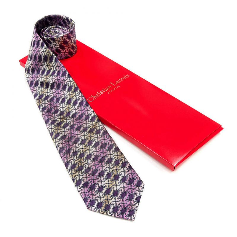 Фиолетовый галстук Сhristian Lacroix с витиеватым рисунком