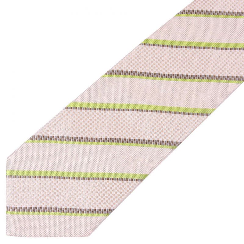 Бледно-розовый шёлковый галстук Сhristian Lacroix в полоску
