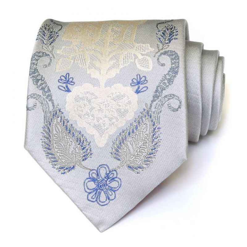 Серый галстук Сhristian Lacroix с голубым узором