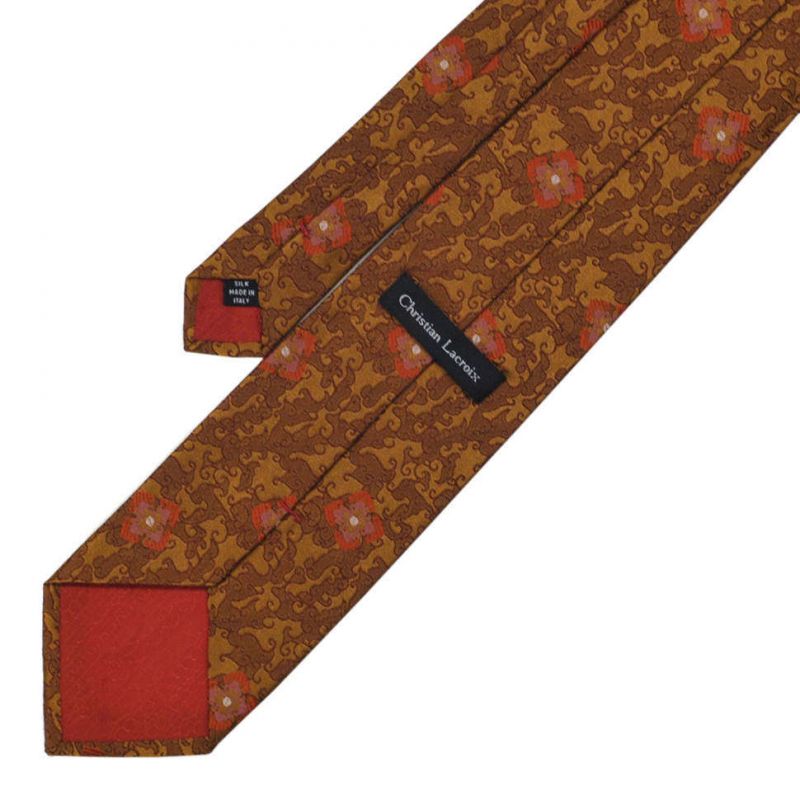 Коричневый галстук Сhristian Lacroix с растительным узором