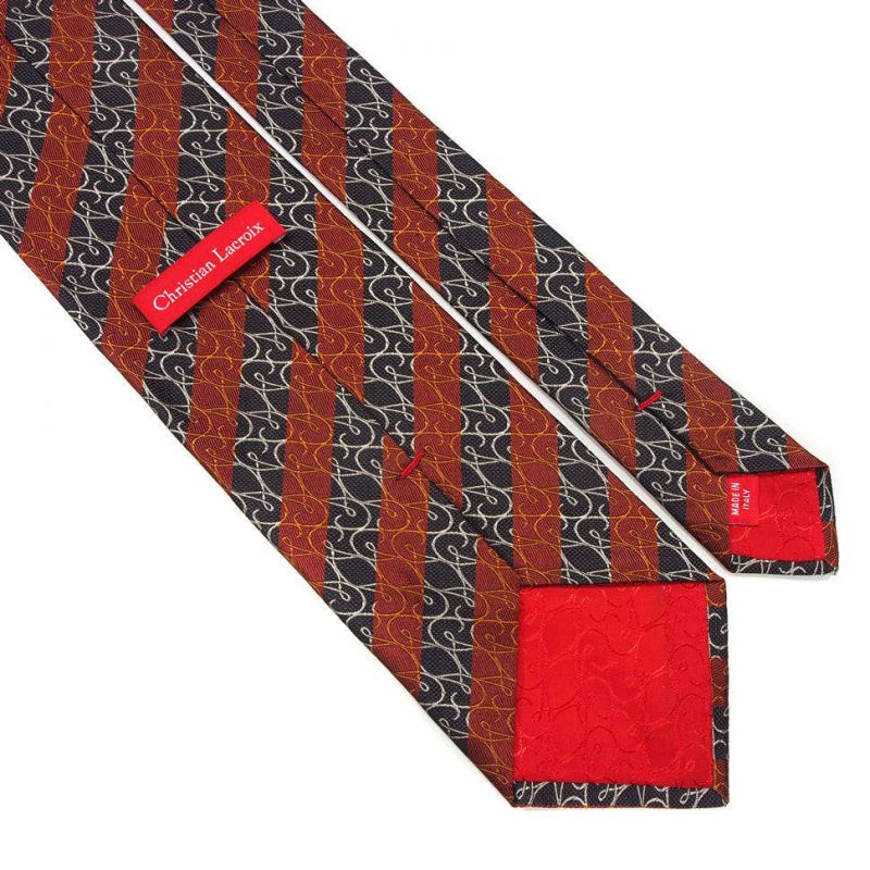 Чёрный галстук Сhristian Lacroix с узором и в полоску
