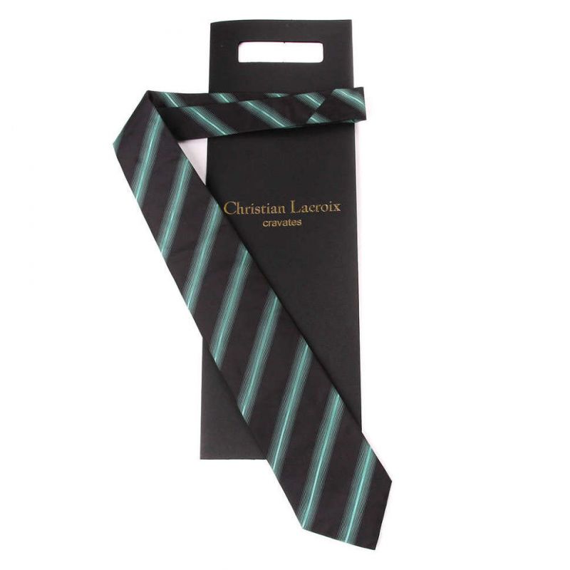 Чёрный галстук Сhristian Lacroix с голубыми полосками