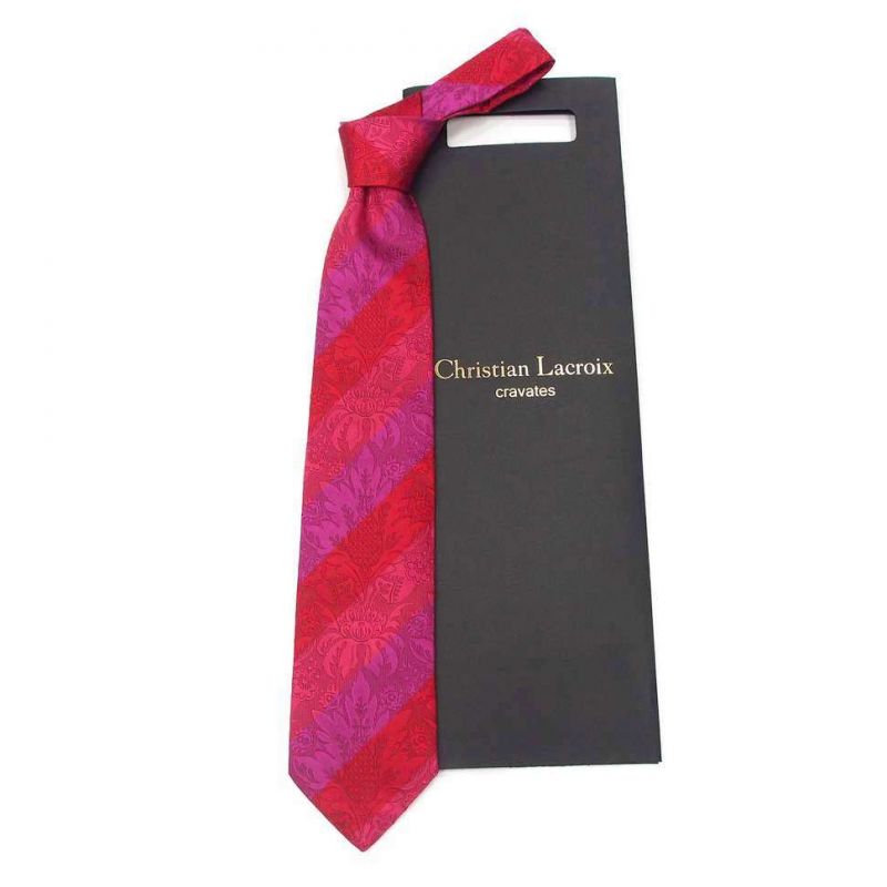 Красный галстук Сhristian Lacroix с цветами и в полоску