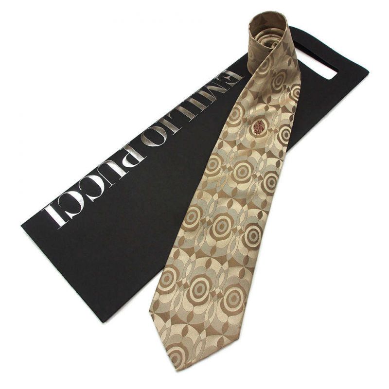 Бежевый галстук Emilio Pucci с геометрическим узором