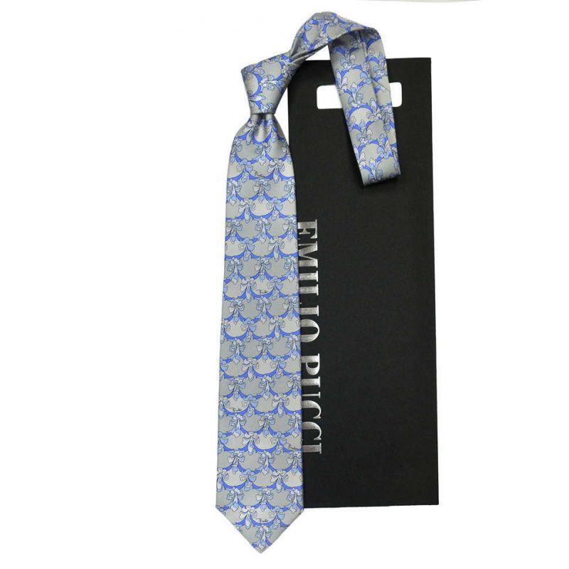 Серый галстук Emilio Pucci с голубыми лентами
