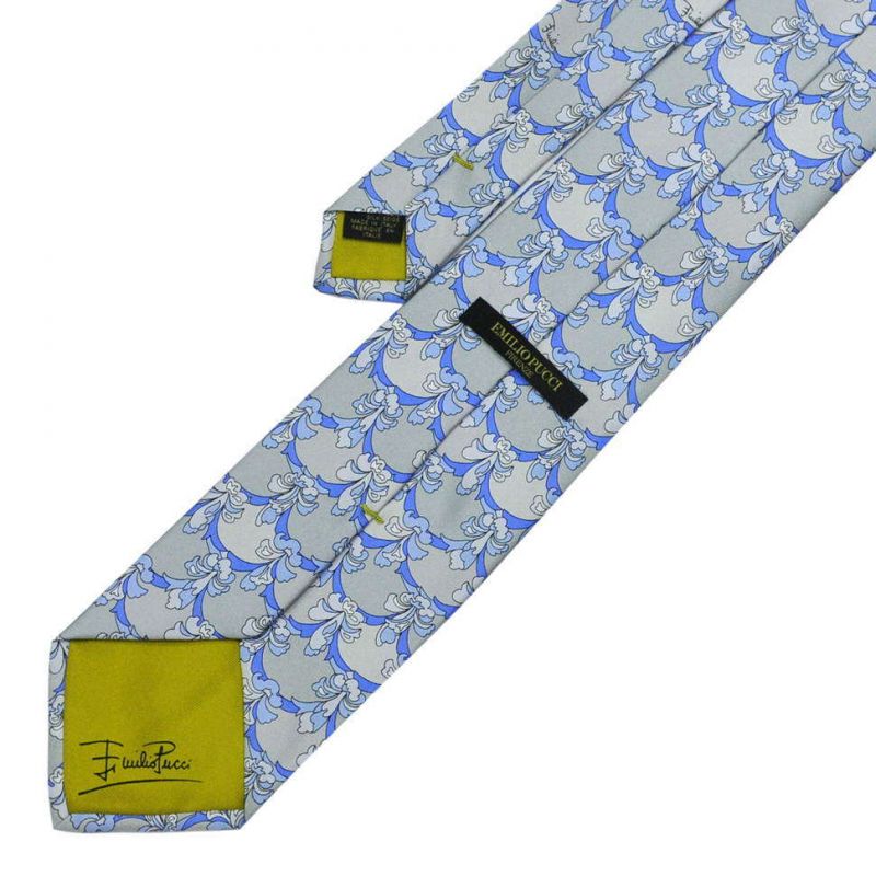 Серый галстук Emilio Pucci с голубыми лентами