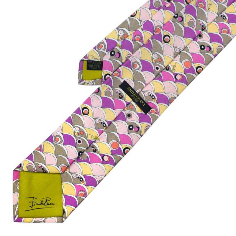 Розовый галстук Emilio Pucci с цветной чешуёй