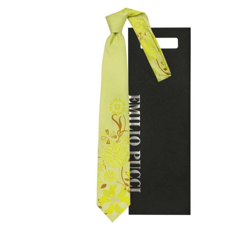 Салатовый галстук Emilio Pucci с цветами