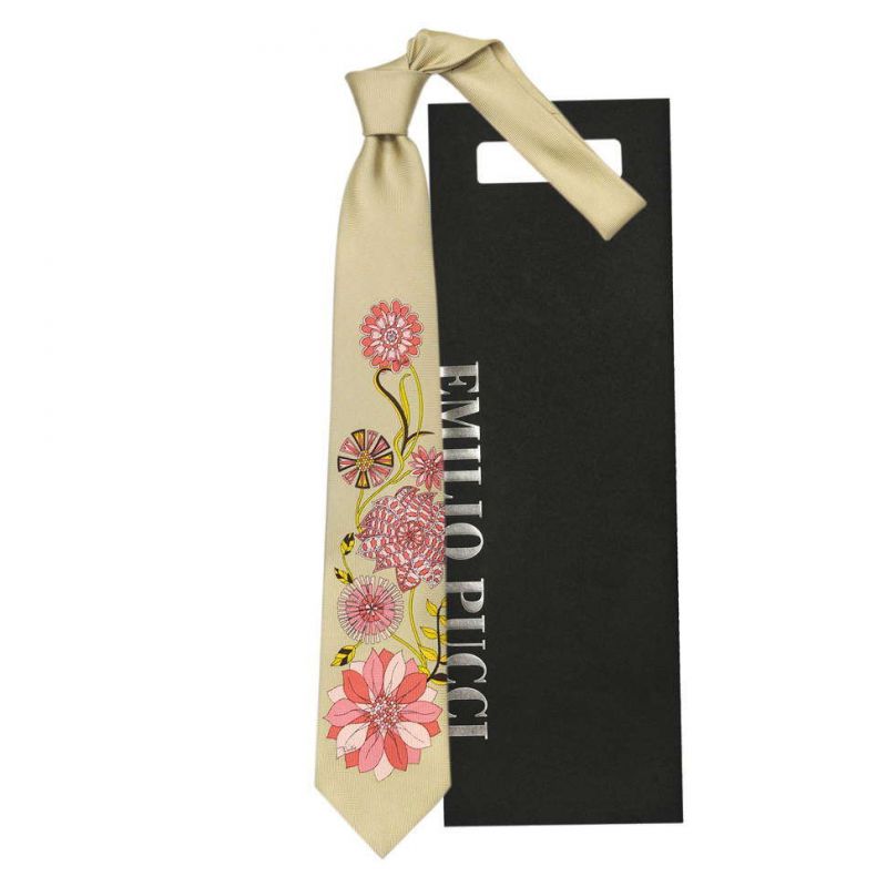 Бежевый галстук Emilio Pucci с цветами