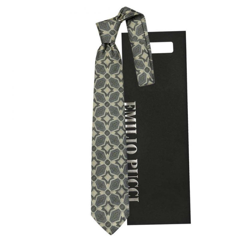 Серый галстук Emilio Pucci с геометрическим рисунком