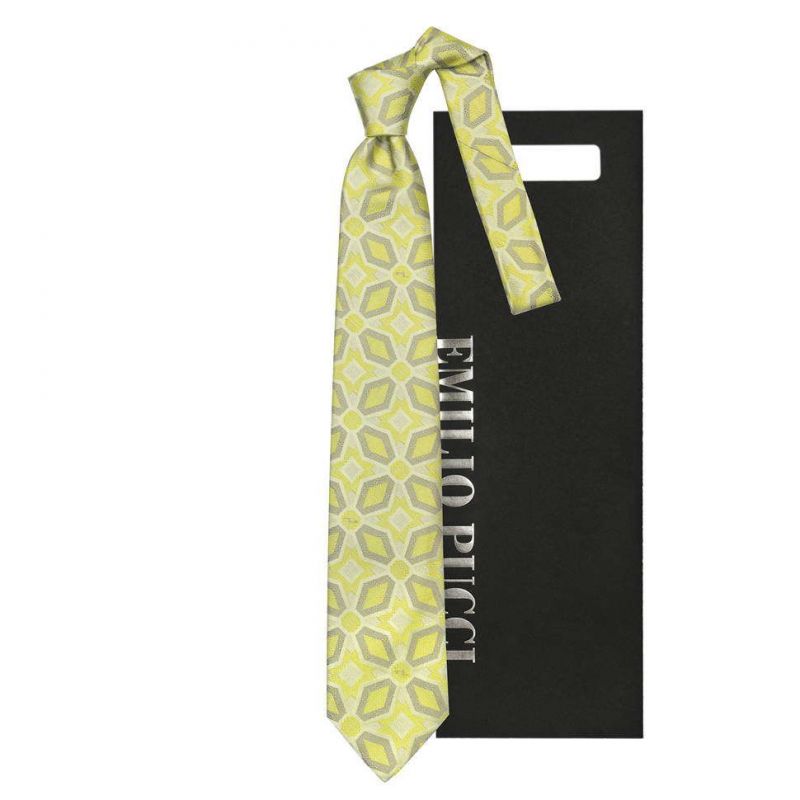 Жёлтый галстук Emilio Pucci с геометрическим рисунком