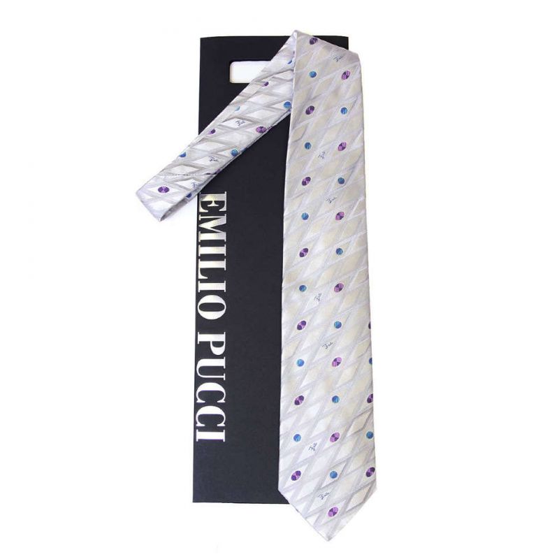 Серый галстук Emilio Pucci в горошек