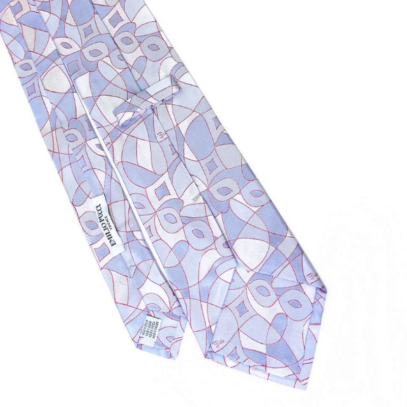 Серебристый галстук Emilio Pucci с лиловым рисунком