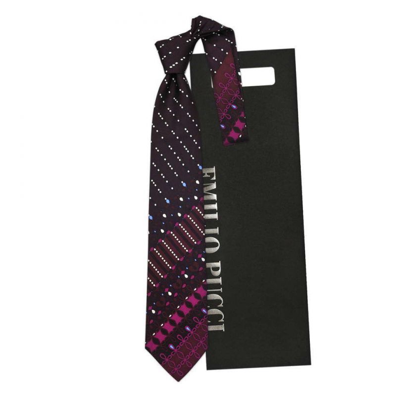 Сливовый галстук Emilio Pucci с ярким узором