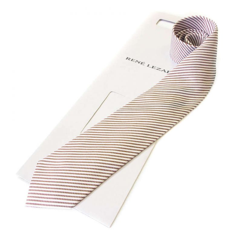 Белый галстук Rene Lezard в коричневую полоску