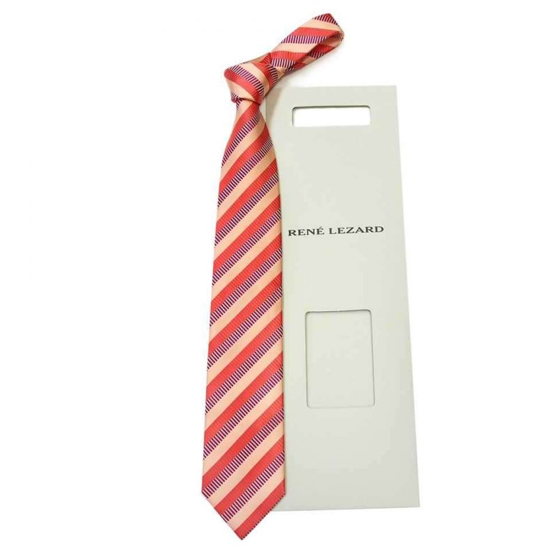Красный галстук Rene Lezard в яркую полоску