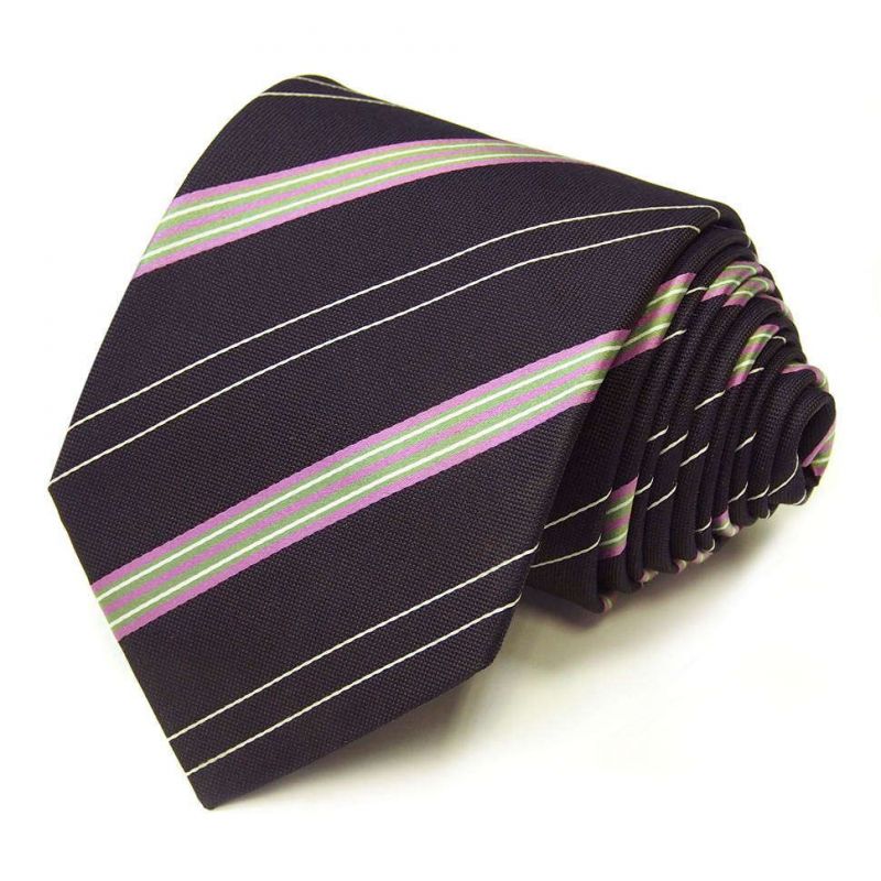 Тёмный галстук Rene Lezard в розовую полоску