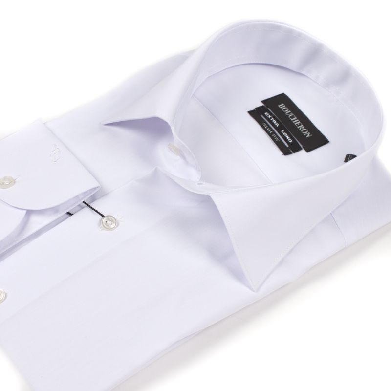 Рубашка белая однотонная приталенная удлинённая