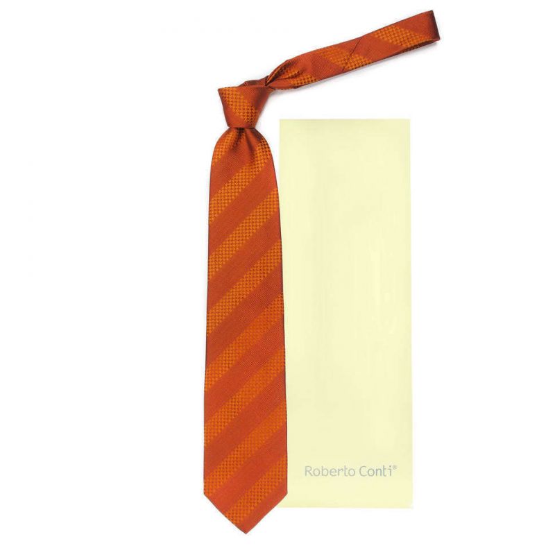 Оранжевый галстук Roberto Conti в полоску
