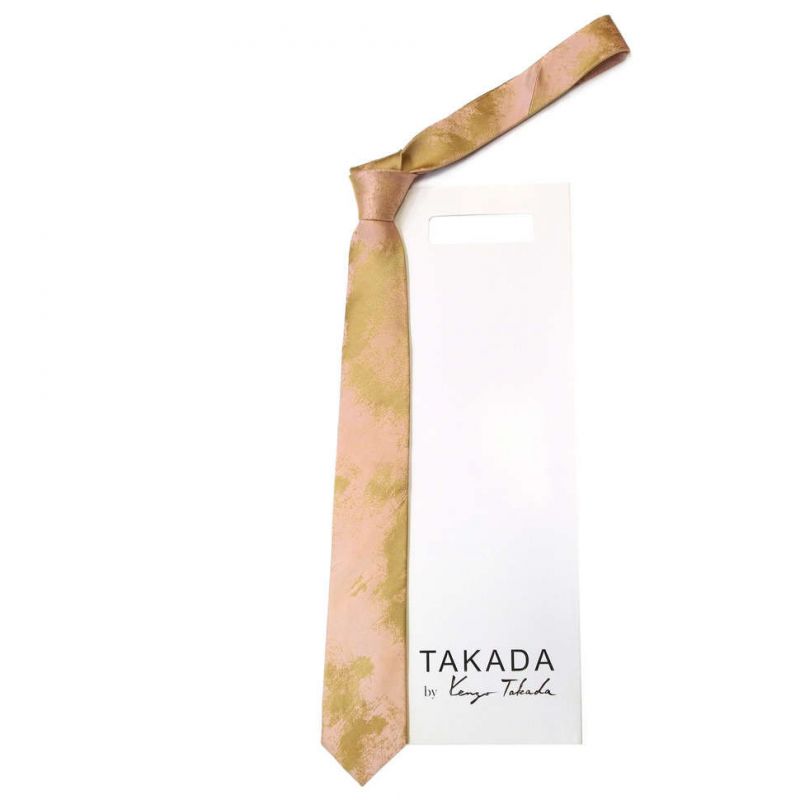 Розовый галстук Kenzo Takada с оливковым принтом