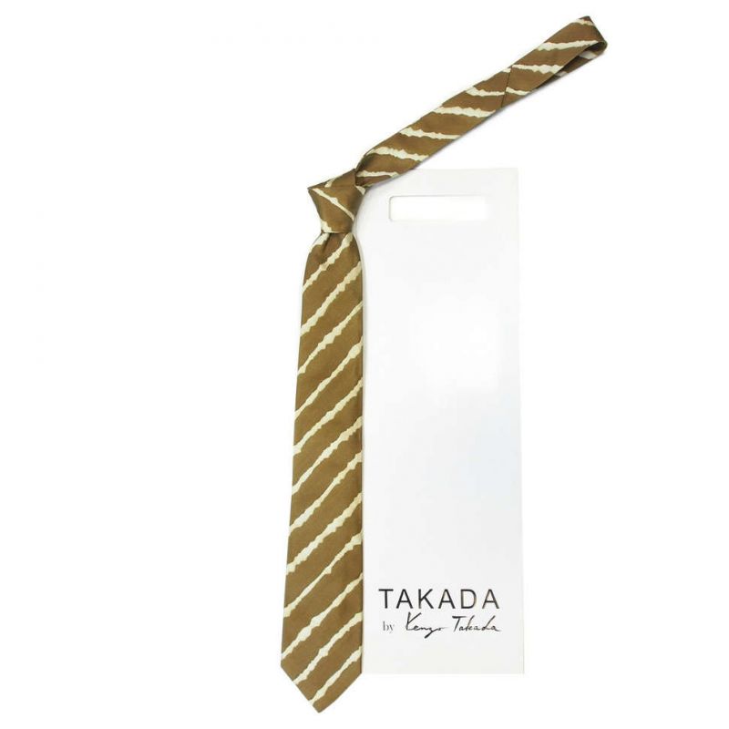 Оливковый галстук Kenzo Takada в полоску