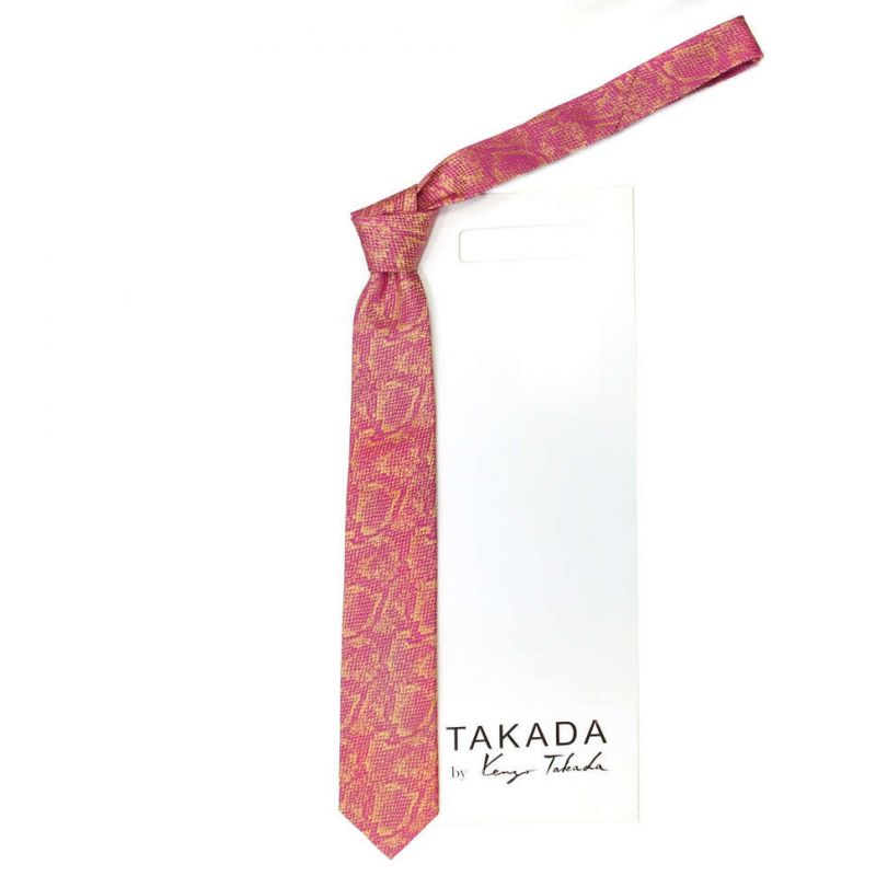 Малиновый галстук Kenzo Takada с рисунком - питон