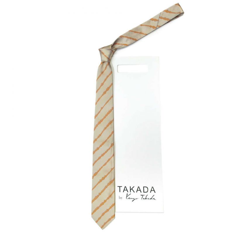 Серый галстук Kenzo Takada с оранжевыми полосами