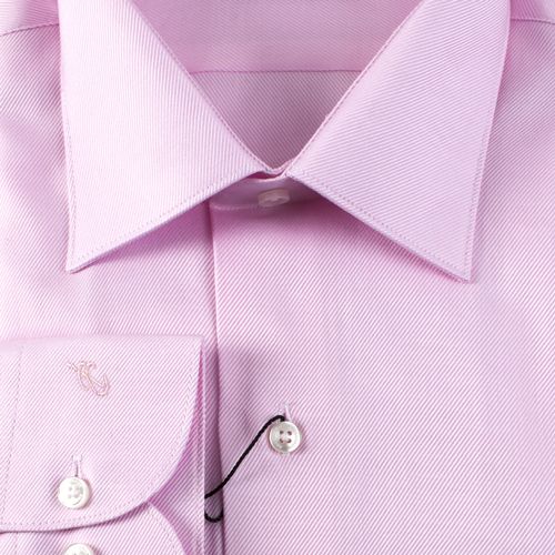 Рубашка розовая однотонная с выделкой приталенная