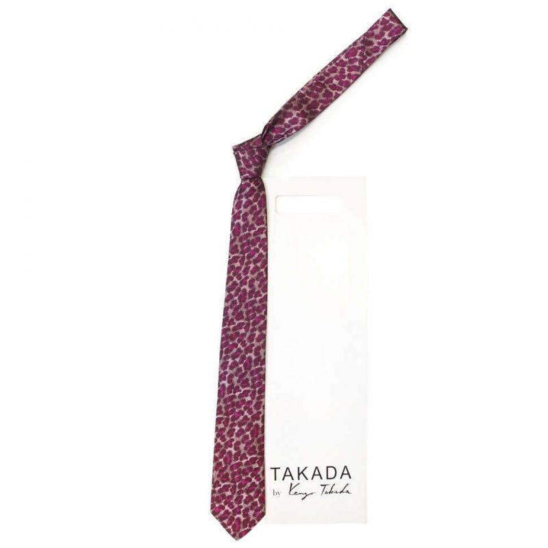 Малиновый галстук Kenzo Takada с леопардовым принтом