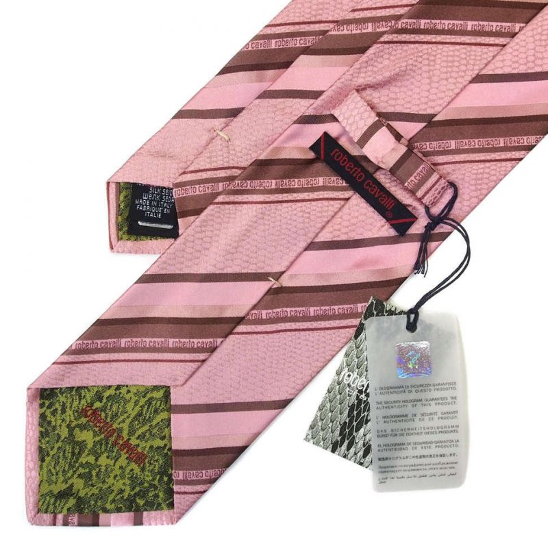 Розовый галстук Roberto Cavalli в полоску