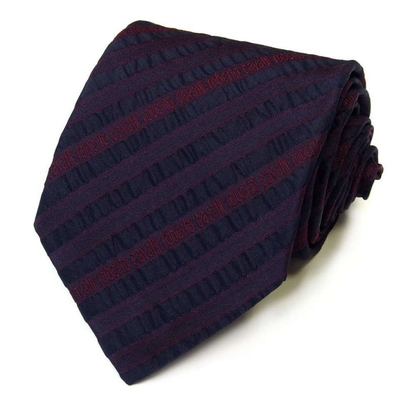Бордовый галстук с логотипами Roberto Cavalli с лентами