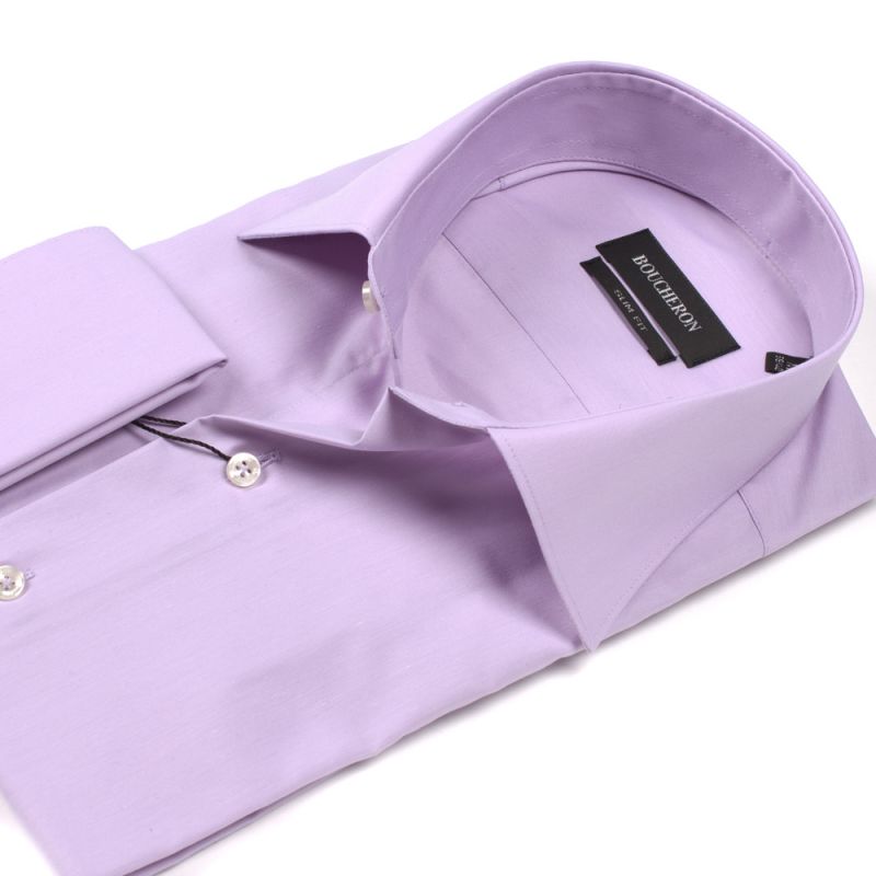 Рубашка розовая однотонная под запонки приталенная
