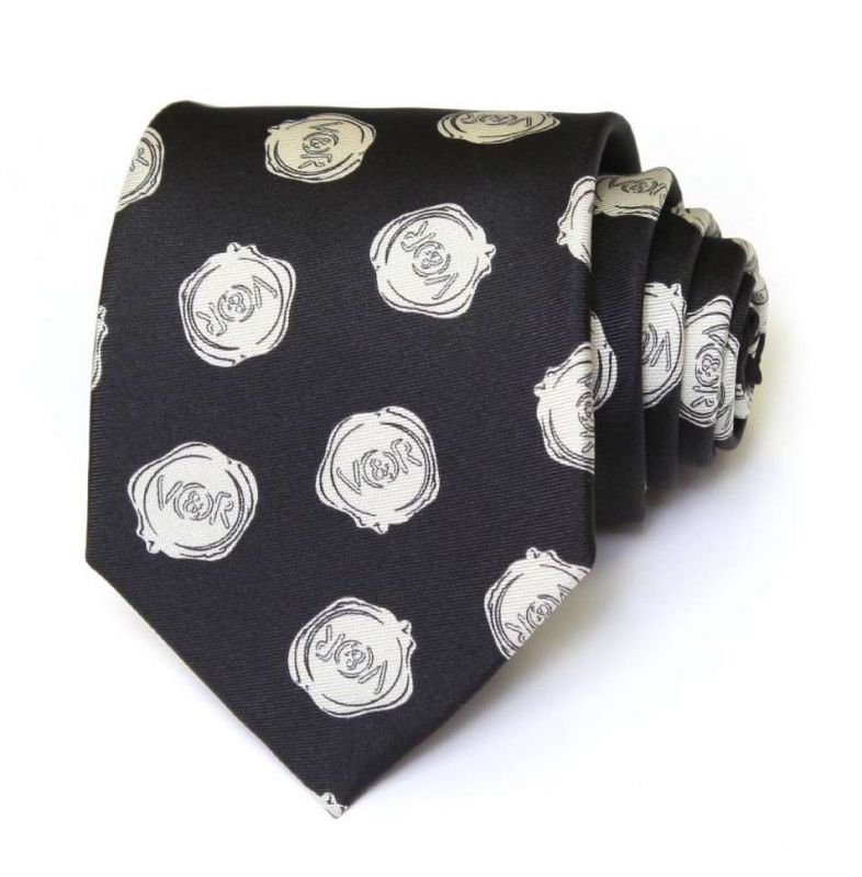 Чёрный галстук с белыми логотипами Viktor Rolf