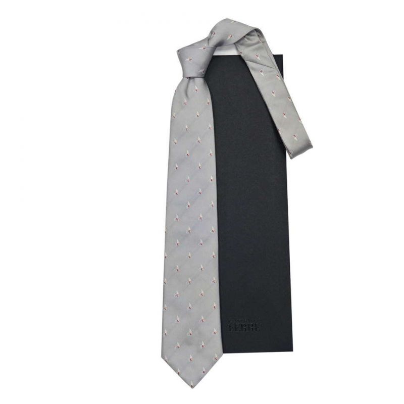 Серый галстук с логотипами Gianfranco Ferre