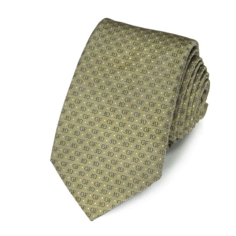Зелёный галстук с логотипами Gianfranco Ferre