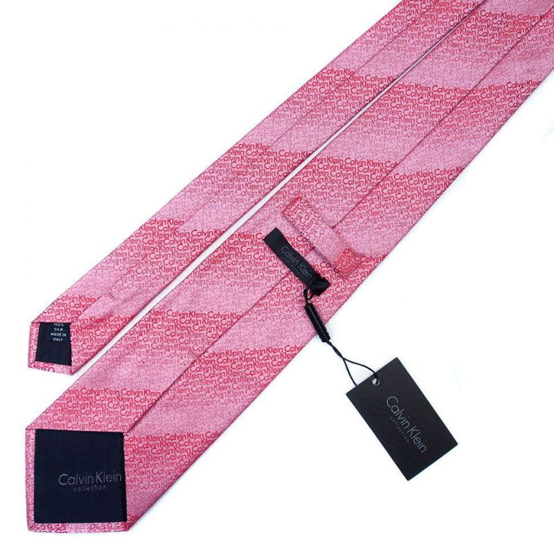 Розовый шелковый галстук Calvin Klein с логотипами
