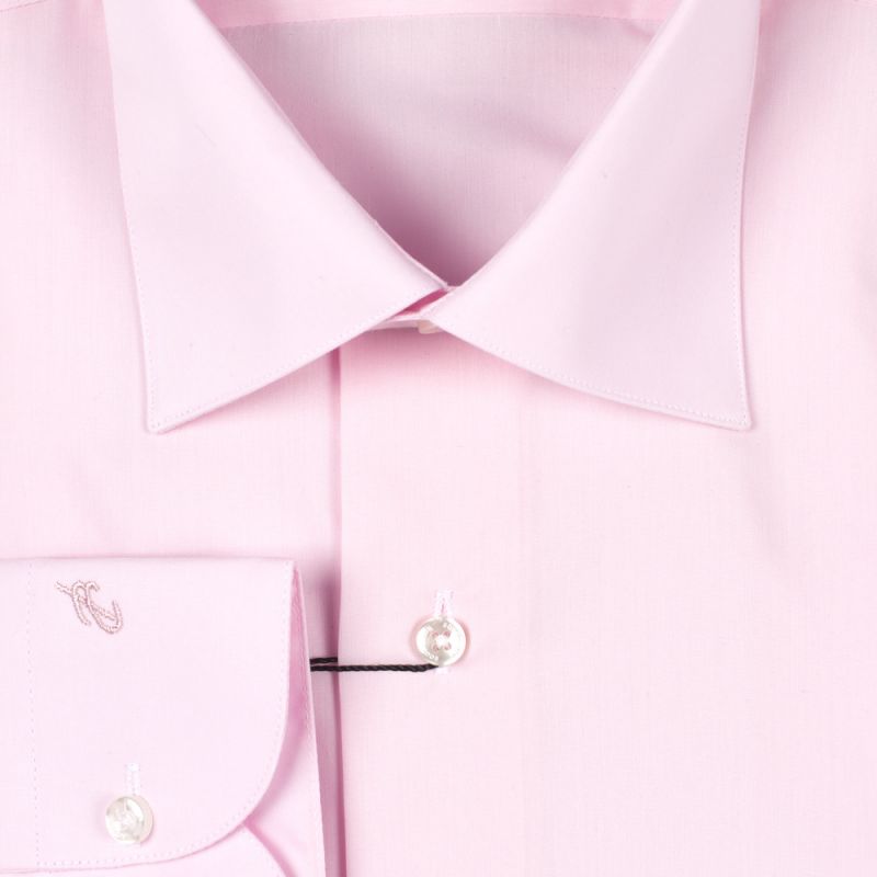 Рубашка розовая однотонная приталенная на высокий рост